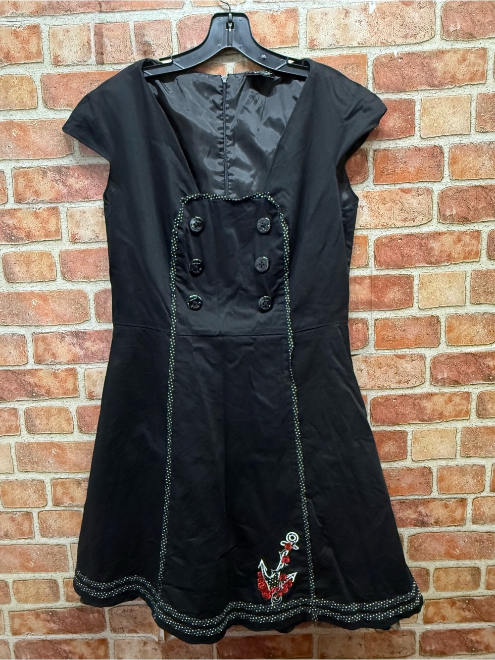 Living Dead Souls nautical pin up sailor dress Embellished Cap-Sleeve Dress